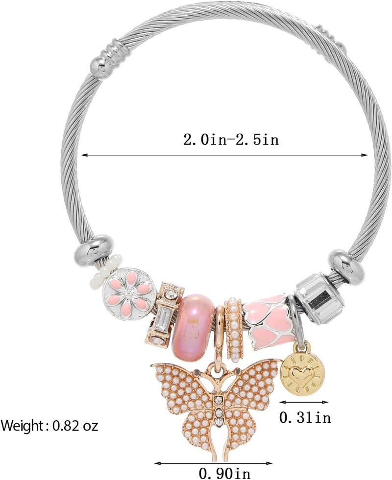 DS Charm Bracelets for girls,exquisite cute cartoon friendship bracelets Silver Stainless Steel Bangle with birthday Gift box, Adjustable girls jewelry Suitable for holiday gifts - Image 2